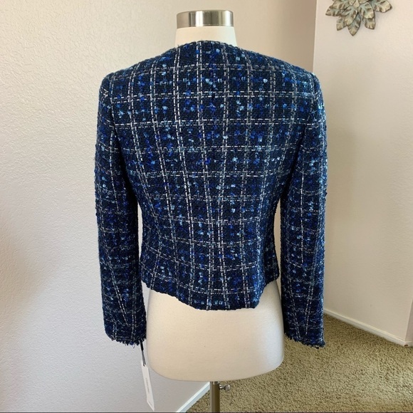 Calvin Klein NWT Tweed Open Blazer Blue Size 4P - Picture 5 of 15